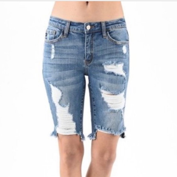 kancan distressed bermuda shorts